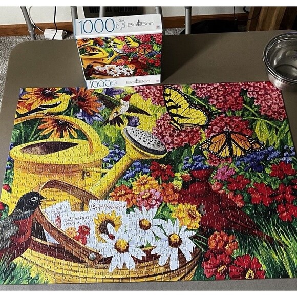 Garden Friends 1,000 Piece Jigsaw Puzzle Big Ben 27”x20” Used Missing C9 & R27 - Picture 3 of 9